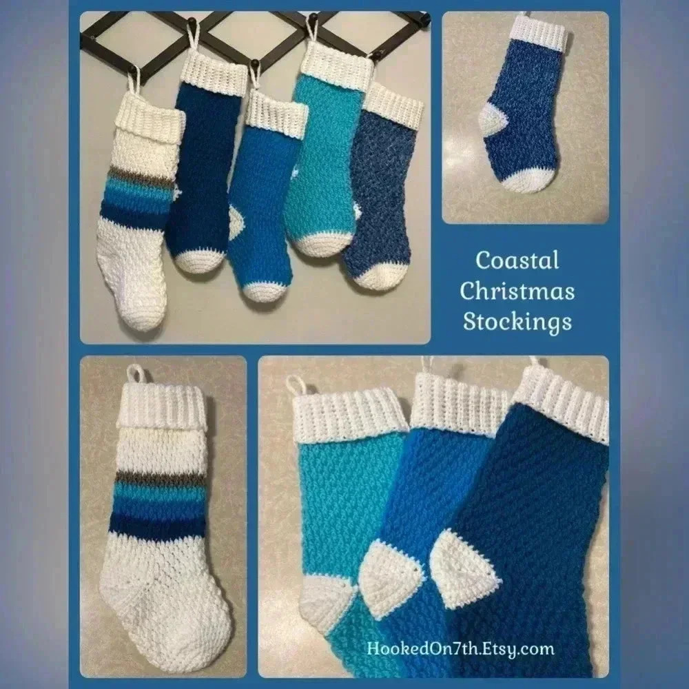 Coastal Beach Ocean Nautical Theme‎ Christmas Stockings - Handmade Stockings